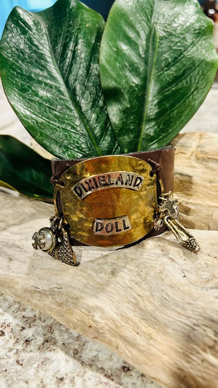 Dixieland Doll Southern Charm Leather Cuff Bracelet with Charms